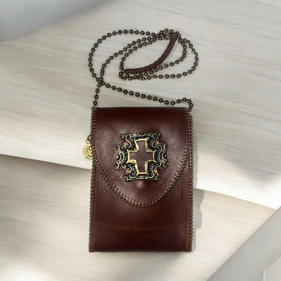 LEATHEROCK Purse Brown Leather Crossbody Cross Western Boho Shoulder Bag USA - Picture 1 of 7